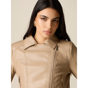 Oltre - Chaqueta de cuero cropped - Beige