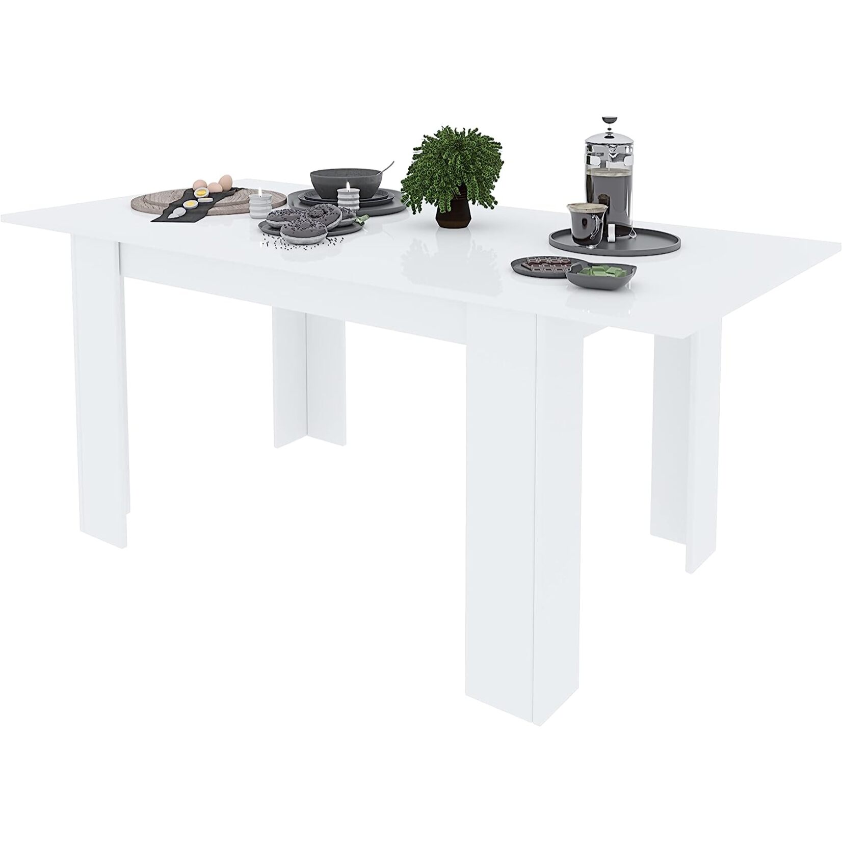 Tavolo da Pranzo Allungabile Estensibile Fino a 190 cm Tavolino Per 6 Persone Salotto Soggiorno Salone Design Moderno 190 x 78 x 90 cm Bianco