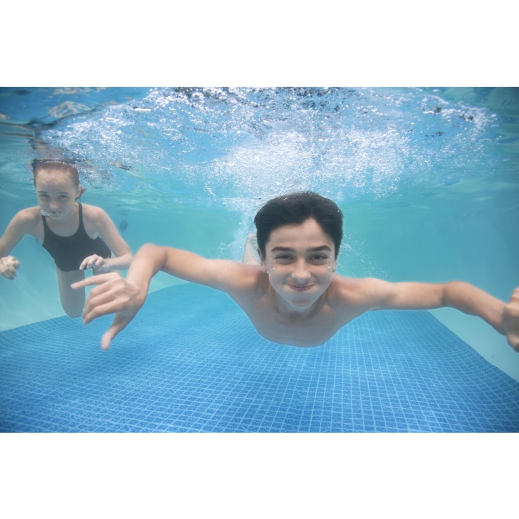 Bestway Piscine hors sol - Ovale - Power Steel - - Décor bois - 732 x 366 x 122 cm