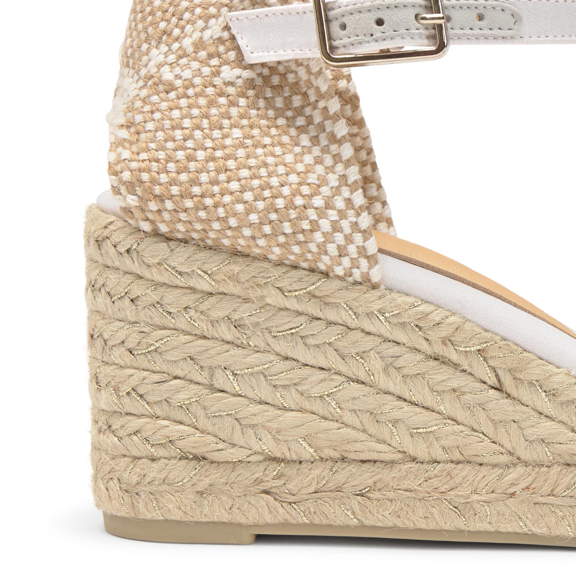 Alpargatas de cuña de mujer Chiarita en satén, cierre lateral de pulsera con hebilla metálica