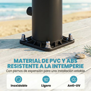 Ducha Solar de Jardín 20L Ducha Solar Exterior con Cabezal Rociador de Mano Grifo Pies Agua Fría y Caliente Máx. 60 °C Protección contra Congelamiento para Piscina Camping 42x11x215 cm Negro