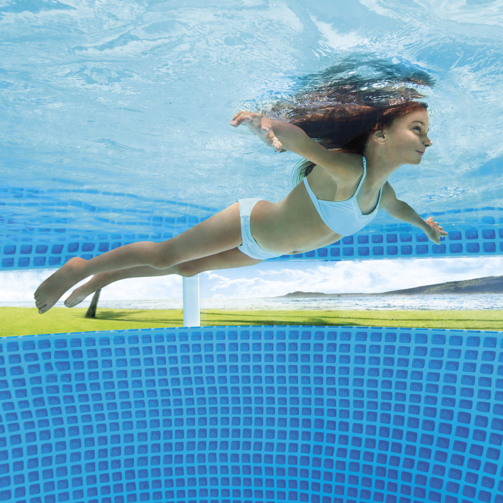 Intex Piscina Prisma Frame Clearview, con Pompa Filtro 3785 L/h, Scaletta e Teli, 427x107 cm