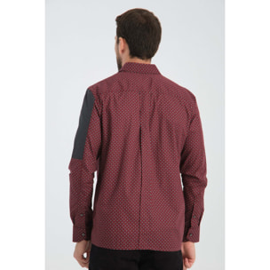 Camici Uomo Kent Popeline Fantasia Bordeaux/Grigio Chiaro
