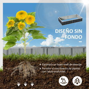Arriate de Jardín de Acero 174x90x30 cm Incluye Guantes Huerto Urbano Jardinera Macetero Rectangular para Cultivos Plantas Flores para Terraza Balcón Exterior Gris