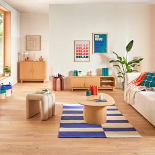 Tapis effet laine Flow bleu indigo 170x120cm