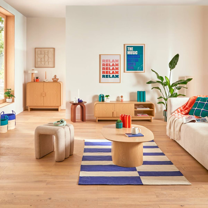 Tapis effet laine Flow bleu indigo 170x120cm