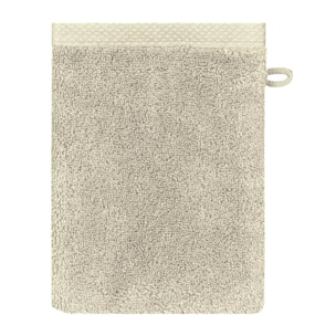 Gant de toilette pur coton 550 g/m² uni beige Elea angora