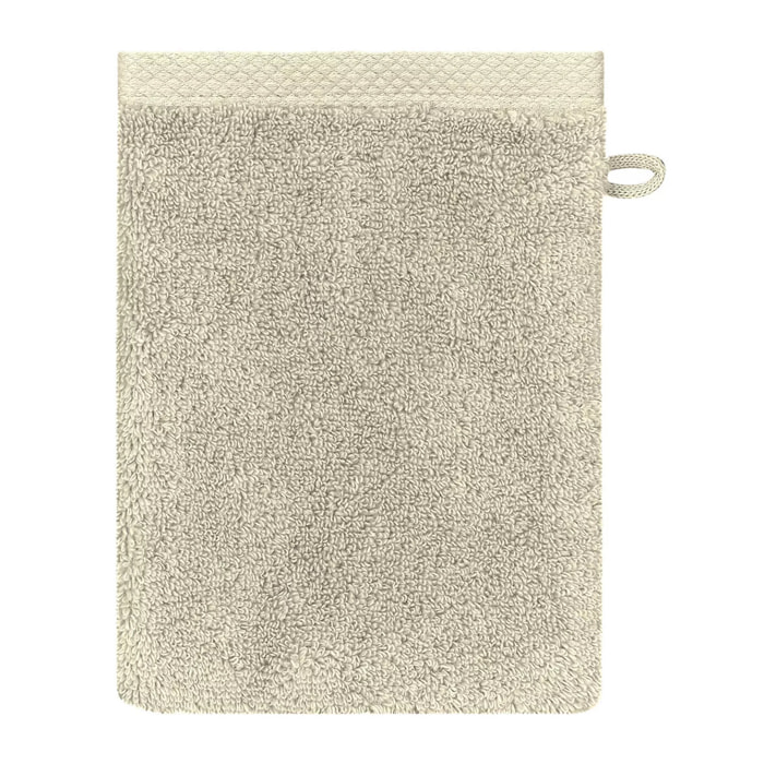 Gant de toilette pur coton 550 g/m² uni beige Elea angora