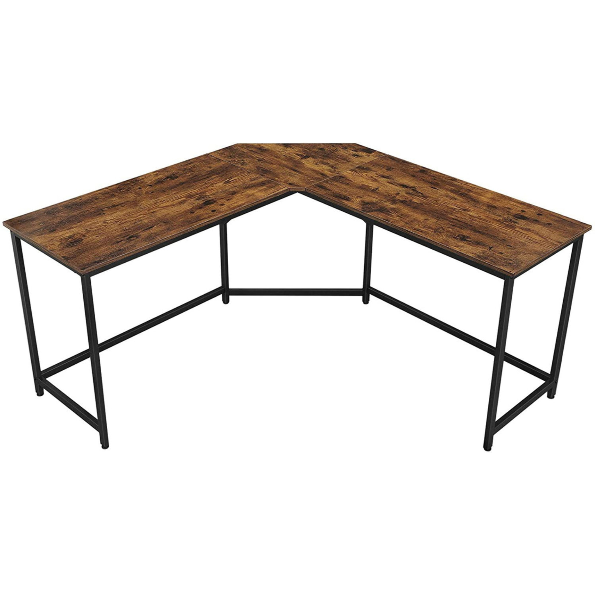 Scrivania ad Angolo Stile Industriale 149x149 cm in Truciolare e Acciaio Nero