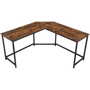 Scrivania ad Angolo Stile Industriale 149x149 cm in Truciolare e Acciaio Nero