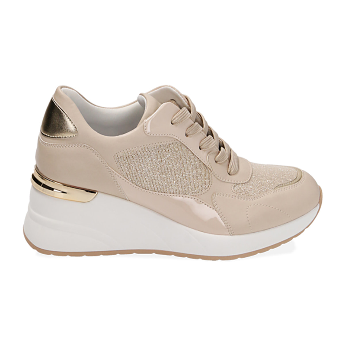 Sneakers city beige, zeppa 6 cm