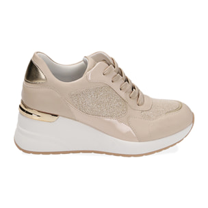 Sneakers city beige, zeppa 6 cm