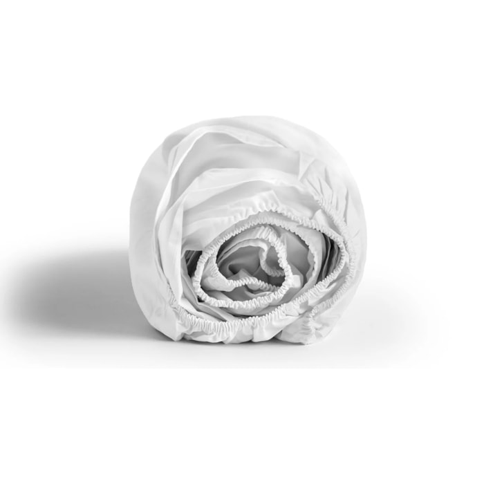 LENZUOLO SOTTO CON ANGOLI PER LETTO MATRIMONIALE IN JERSEY DI COTONE BIANCO