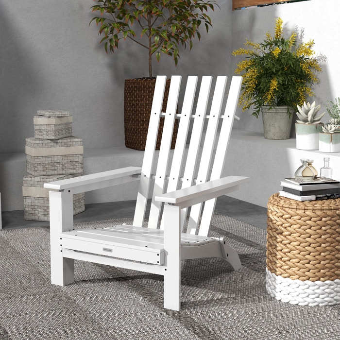 Silla Adirondack de Madera Silla de Jardín Plegable con Reposabrazos Carga 160 kg para Patio Terraza Balcón 68x81x93 cm Blanco