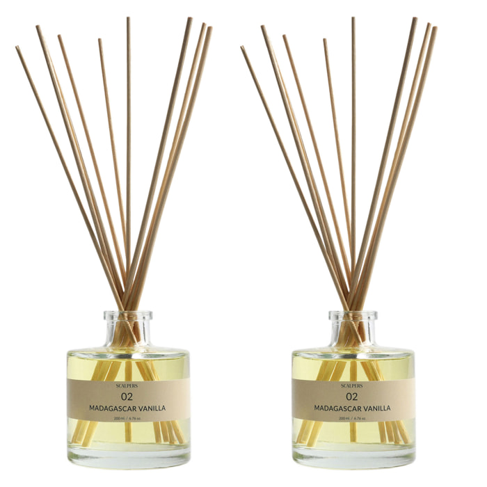 Set de 2 difusores mikado de 200ml aroma vainilla de madagascar scalpers