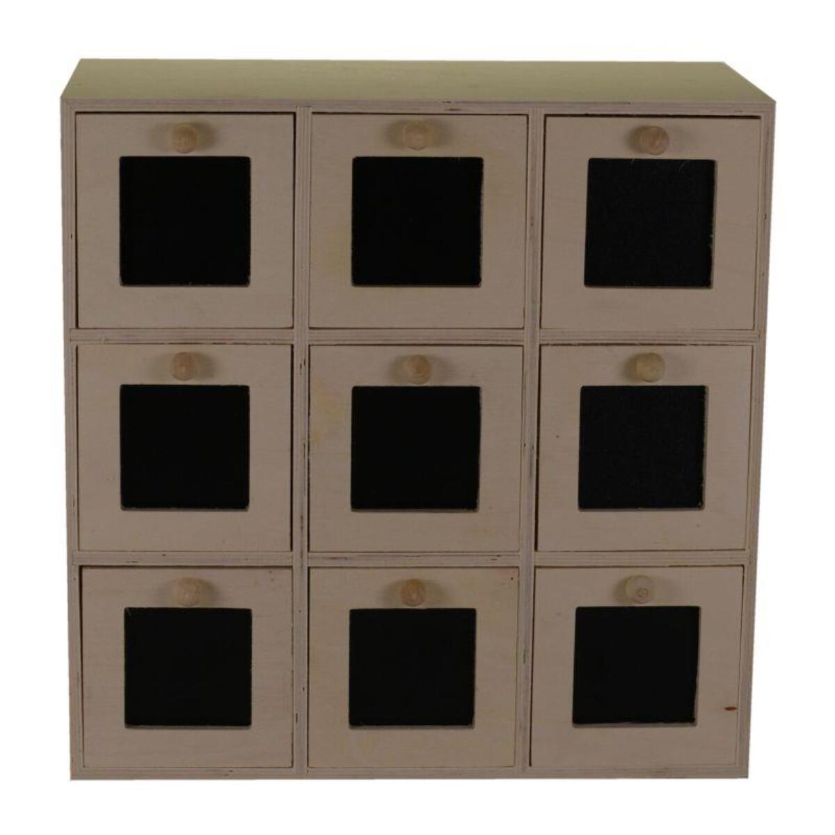 Portatutto in legno naturale con 9 cassetti cm35x18h35