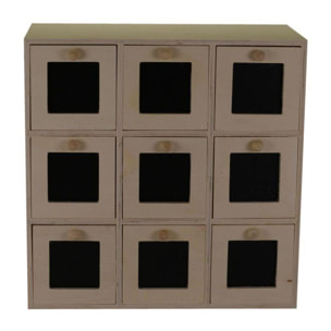 Portatutto in legno naturale con 9 cassetti cm35x18h35