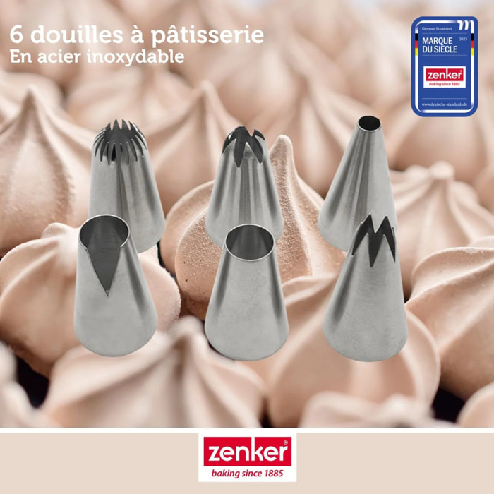 Lot de 6 douilles à pâtisserie en inox grand modèle Zenker Smart Pastry