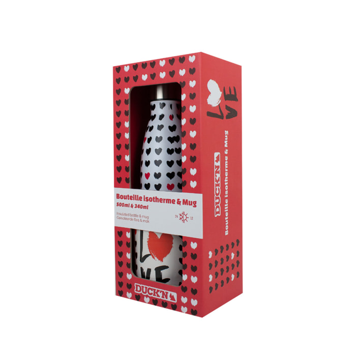 Coffret bouteille isotherme et mug, Love