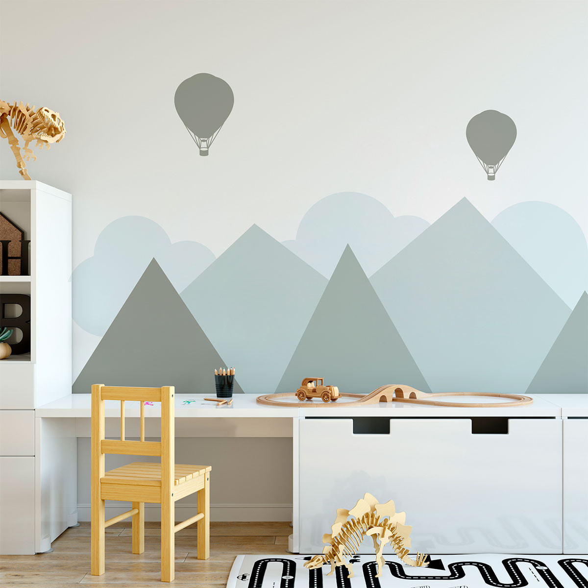 Stickers muraux enfants - Décoration chambre bébé - Autocollant Sticker mural géant enfant montagnes scandinaves HELSINKI