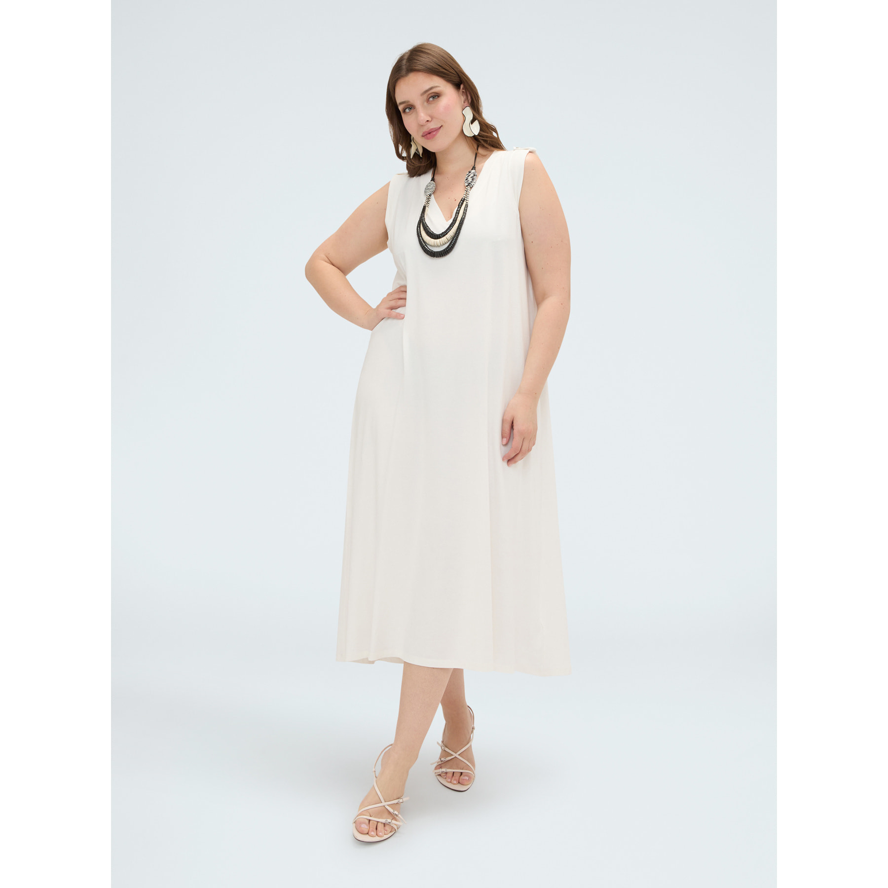 Fiorella Rubino - Vestido largo con escote en V - Blanco