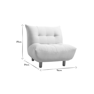 Fauteuil scandinave en tissu effet laine bouclée blanc et bois clair YUMI