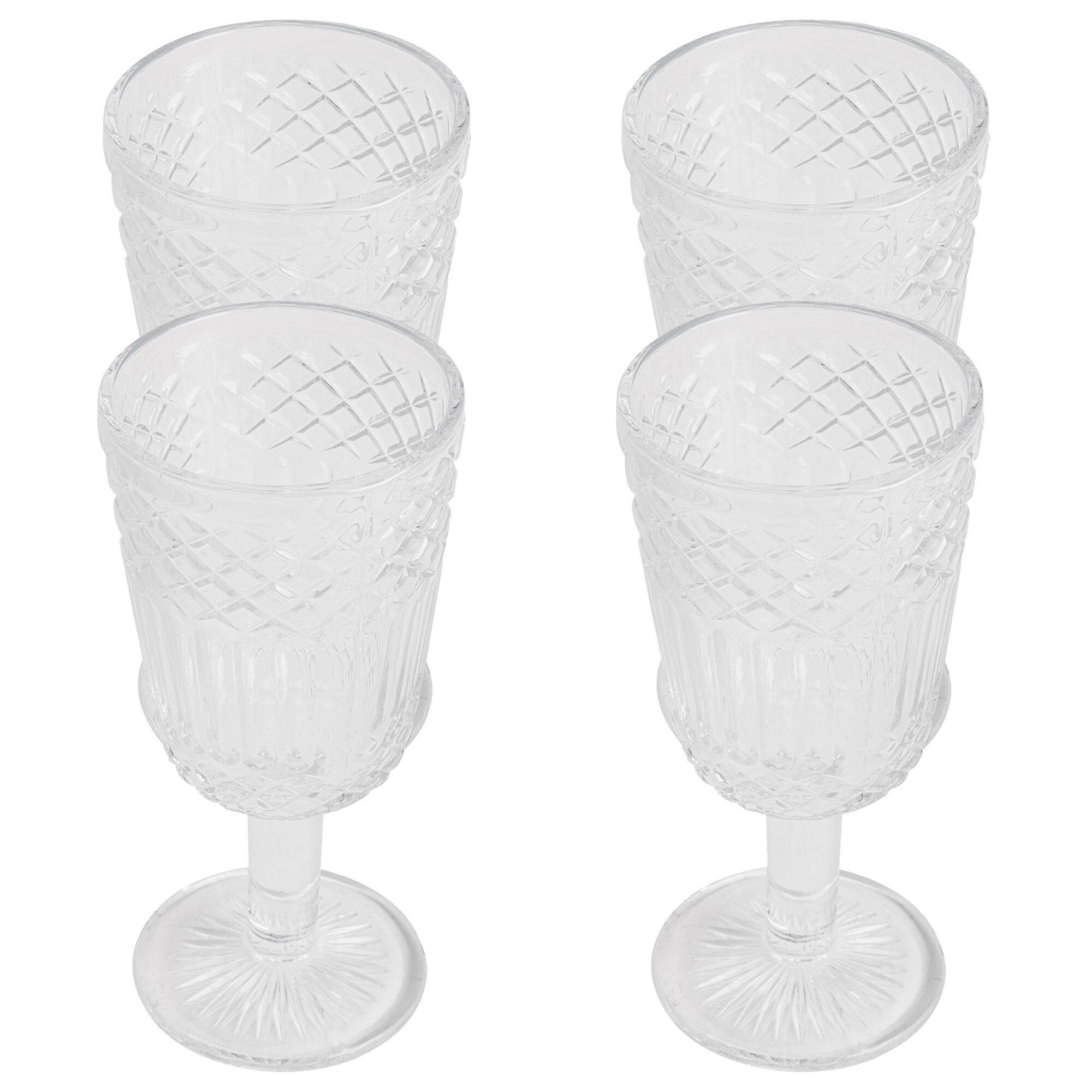 Juego de 4 copas de cristal de 300cl transparente san ignacio