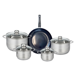 Ensemble de 1 Poêle de cuisson 28 cm et 5 faitouts 12, 14, 16, 20 et 24 cm Elo Prima Brillant