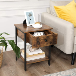Comodino Industrial Oskar in Legno Rovere e Metallo Nero