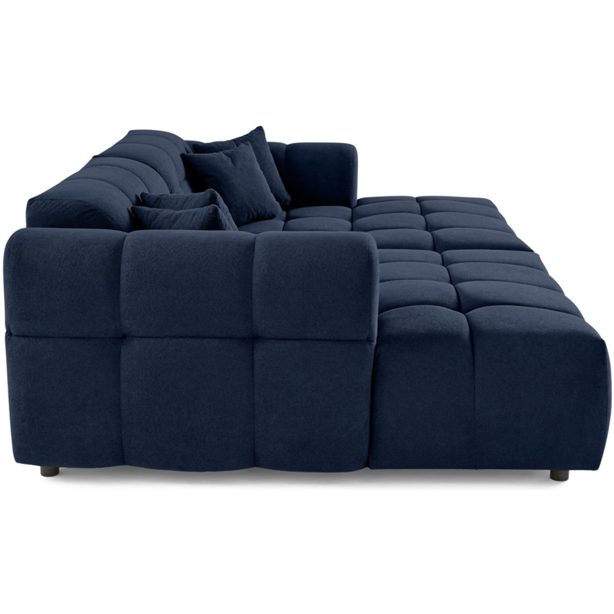 Ray - canapé droit 4 places avec double méridienne - assise profonde - en tissu texturé - Bleu