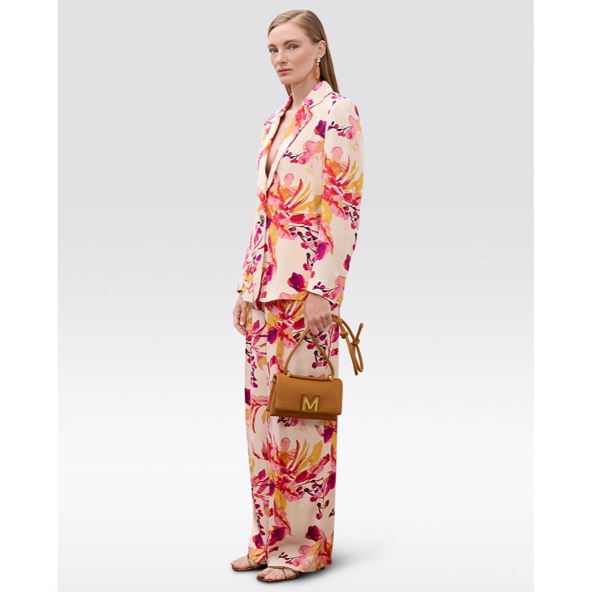 Blazer americano con motivo fluido e taglio dritto