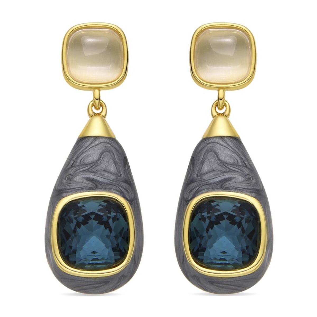 Pendientes con Ojo de Gato acabado oro 18k
