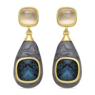 Pendientes con Ojo de Gato acabado oro 18k