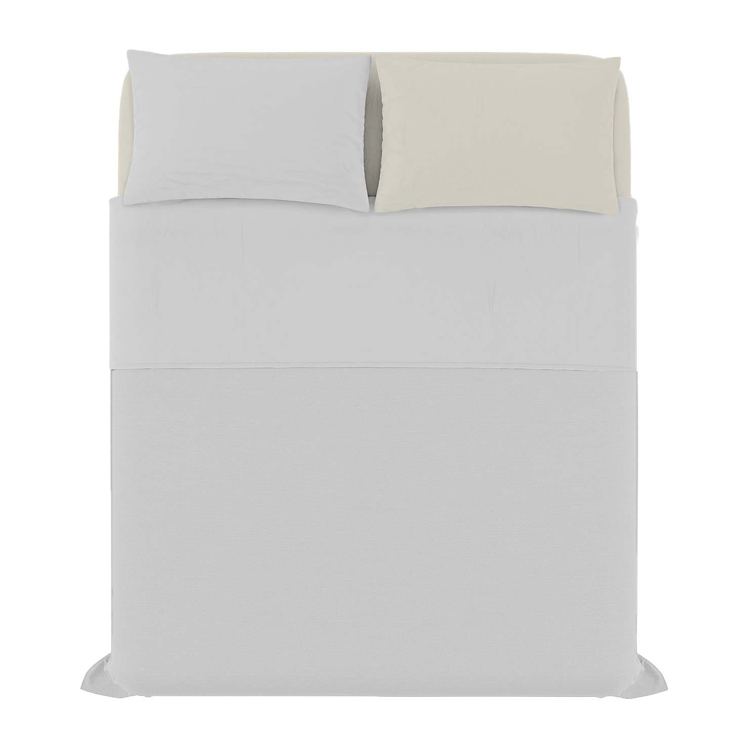 COMPLETO LETTO NATURAL COLOR, 100% Cotone, Made in Italy - GRIGIO CHIARO/PANNA