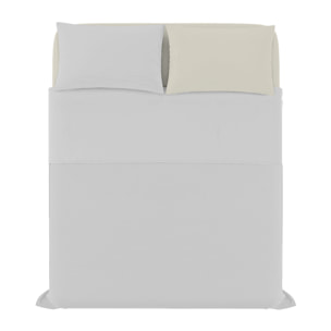 COMPLETO LETTO NATURAL COLOR, 100% Cotone, Made in Italy - GRIGIO CHIARO/PANNA