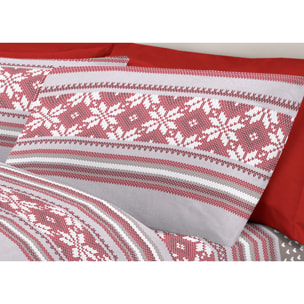 Completo Lenzuola in 100% Cotone Made In Italy Norvegia Rosso