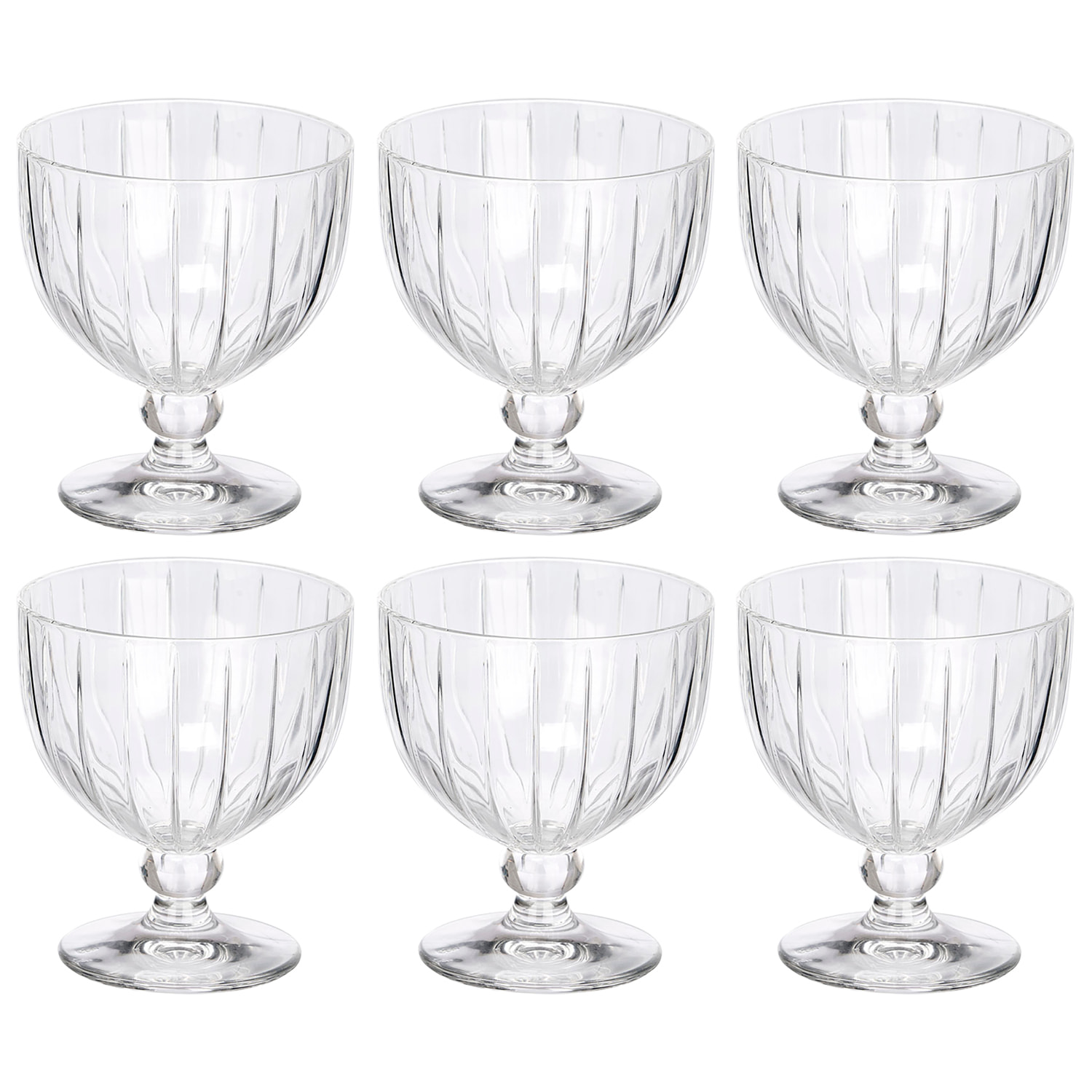 Pack 6 copas helado rayas 360ml transparente