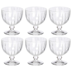 Pack 6 copas helado rayas 360ml transparente