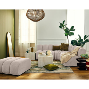 Debbie - canapé modulable d'angle réversible 4 places en tissu texturé - Beige