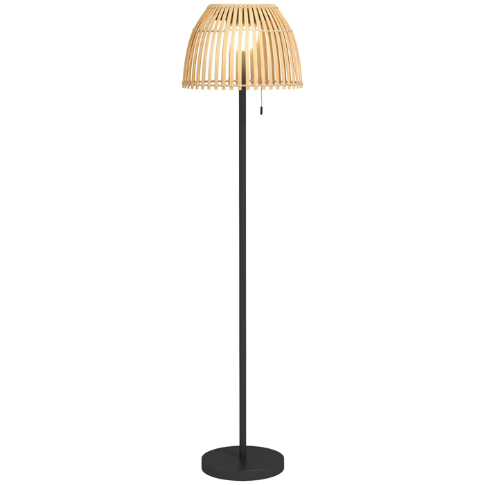 Lampadaire extérieur solaire LED sans fil rechargeable USB réglable alu noir bambou