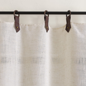 Rideau en tissu polylin à pattes avec anneaux  - Effet cuir - Lin