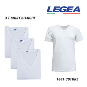 3 T-Shirt Uomo LEGEA Art. 830 Scollo V Bianco