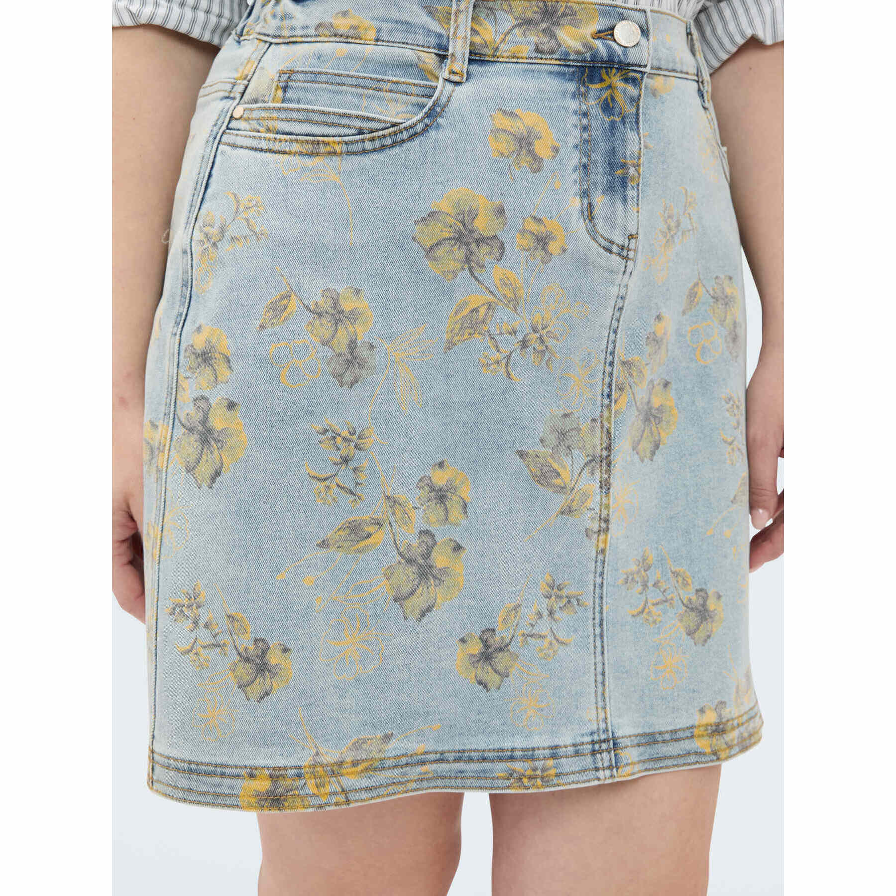 Fiorella Rubino - Minifalda de denim con estampado floral - Light - blue