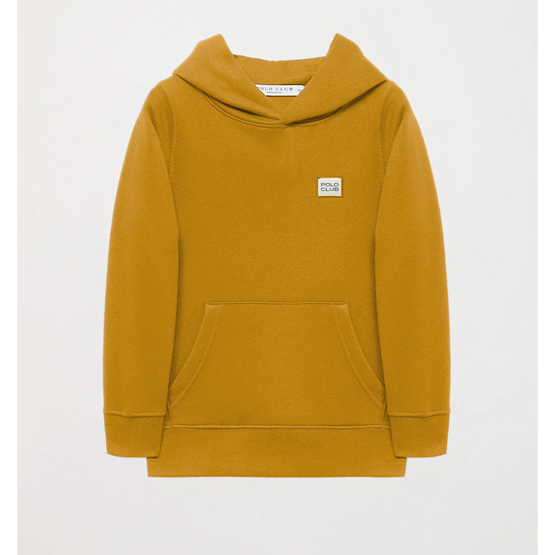 Sudadera orgánica de capucha y bolsillos ocre Neutrals kids con logo