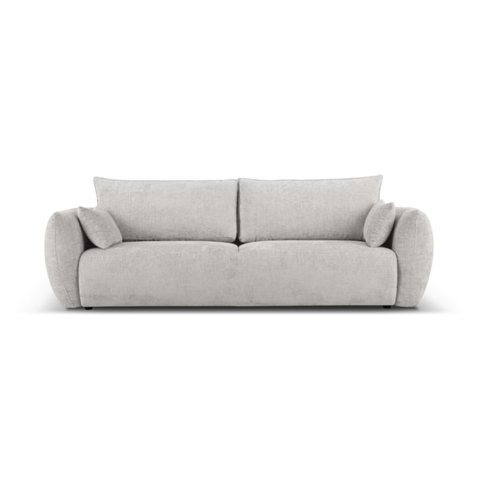 Canapé convertible avec coffre de rangement "Matera" 3 places en chenille gris clair