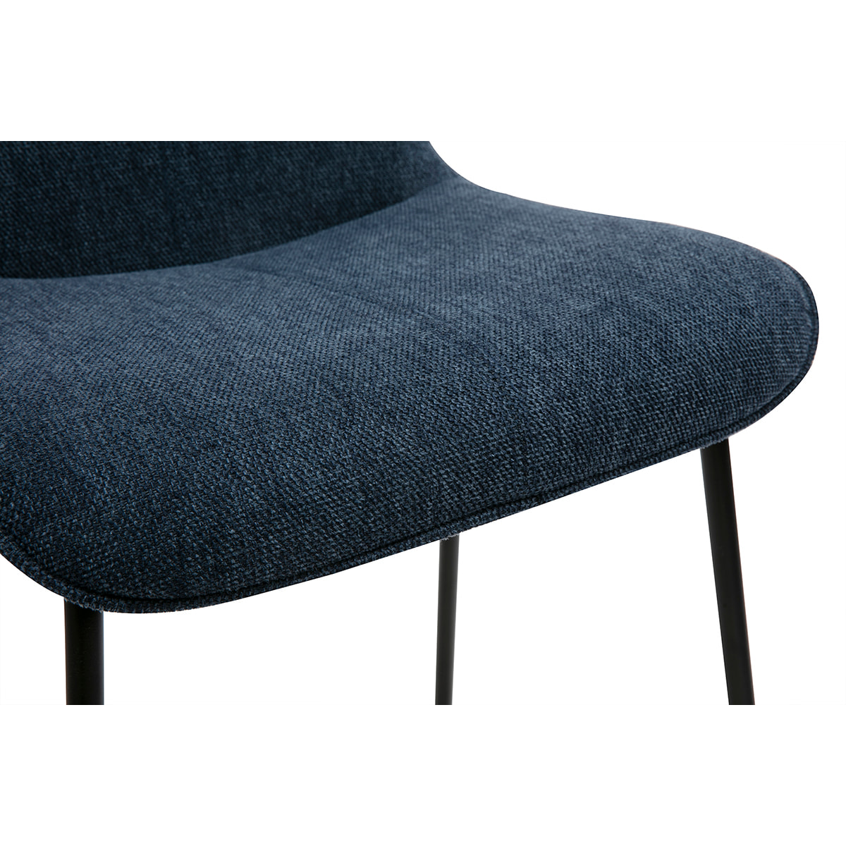 Tabourets de bar en tissu effet velours texturé bleu foncé et métal H65 cm (lot de 2) BOOST