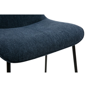 Tabourets de bar en tissu effet velours texturé bleu foncé et métal H65 cm (lot de 2) BOOST