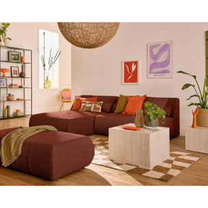 Onyx - canapé modulable d'angle réversible 4 places - en tissu mailles 3D - Terracotta
