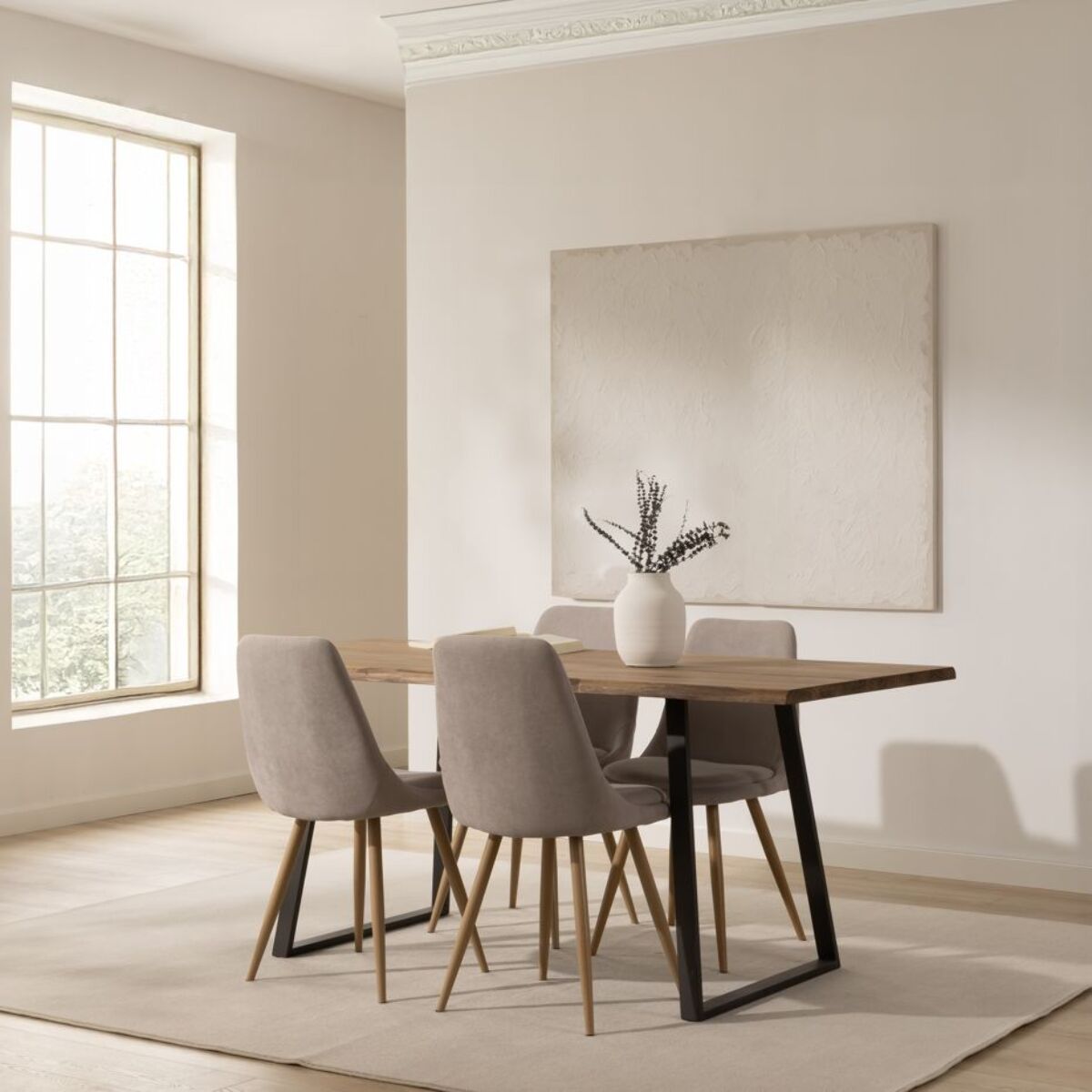 Table à manger Atlas -bois massif d'araucaria-couleur lixa 180 x 75 x 90 cm