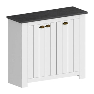 Scarpiera Dcigarin, Porta scarpe salvaspazio a 3 ante, Armadio multifunzione da ingresso, 114x42h100 cm, Bianco e Ardesia